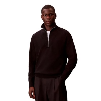 блуза,мъжки,пуловери,calvin,klein,lv040bm333,half,zip,sweater,brown,(black)
