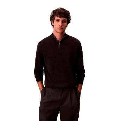 блуза,мъжки,пуловери,дамски,пуловери,calvin,klein,lv04ld318g,half,zip,sweater,brown,(gunmetal,heather)