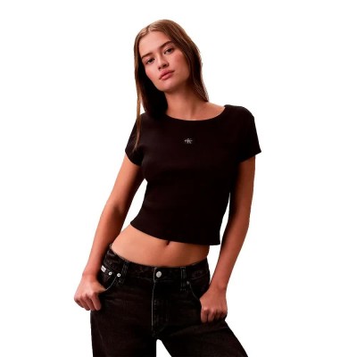 бебешка,тениска,мъжки,тениски,дамски,тениски,calvin,klein,jeans,essentials,baby,short,sleeve,t,shirt,black,(black)