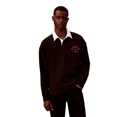 дънки,дамски,блузи,с,яка,мъжки,блузи,с,яка,calvin,klein,jeans,logo,graphic,long,sleeve,polo,black,(black)