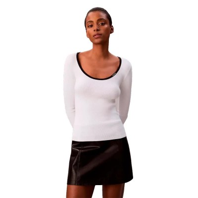 блуза,дамски,пуловери,дамски,плетени,дрехи,calvin,klein,jeans,lv044d360g,sweater,white,(black)