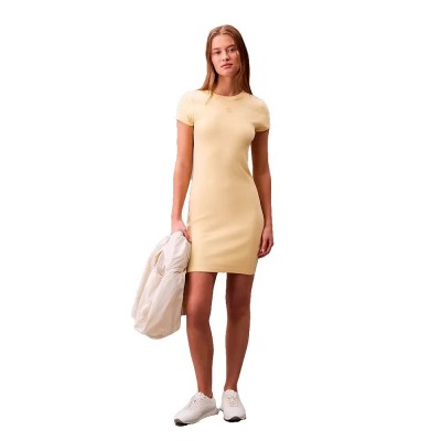 дънки,дамски,поли,и,рокли,calvin,klein,jeans,lv047b266g,short,sleeve,short,dress,yellow,(sunlight)