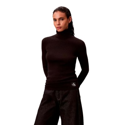 блуза,дамски,пуловери,дамски,плетени,дрехи,calvin,klein,jeans,lv047d350g,high,neck,sweater,black,(black)
