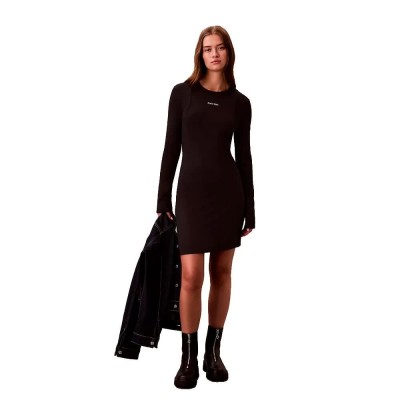 дънки,дамски,поли,и,рокли,calvin,klein,jeans,lv047e219g,long,sleeve,short,dress,black,(black)