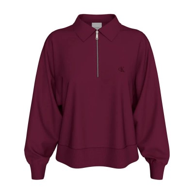 блуза,дамски,блузи,calvin,klein,jeans,lv047e235g,half,zip,sweatshirt,red,(berry,glaze)