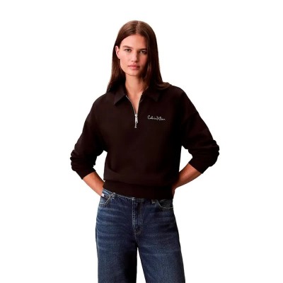 блуза,дамски,блузи,calvin,klein,jeans,lv047e824g,half,zip,sweatshirt,brown,(black)