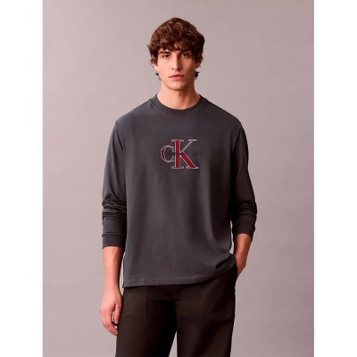 тениска,мъжки,тениски,дамски,тениски,calvin,klein,jeans,lv04re257g,long,sleeve,t,shirt,grey,(harlem,night,blue)