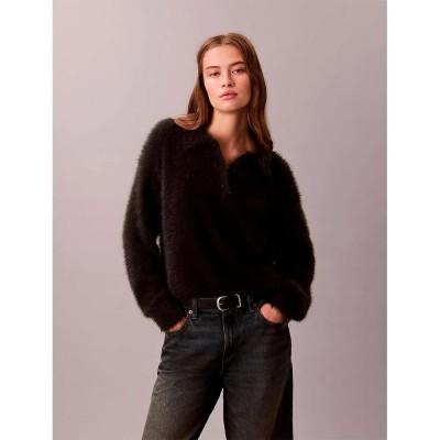 дънки,дамски,блузи,с,яка,calvin,klein,jeans,soft,relaxed,fit,polo,black,(pirate,black)