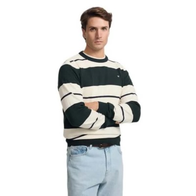 блуза,мъжки,пуловери,дамски,пуловери,silbon,1020803335,wide,stripes,sweater,green,(green)
