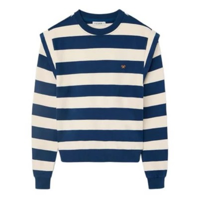 блуза,дамски,блузи,silbon,2041102153,striped,shoulder,pads,sweatshirt,blue,(blue)