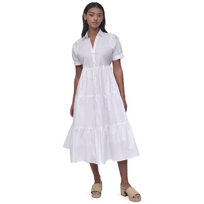 рокля,дамски,поли,и,рокли,dkny,button,front,poplin,dress,white,(white)