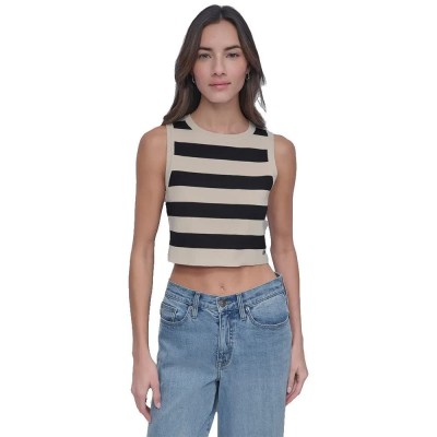 блуза,мъжки,пуловери,дамски,пуловери,dkny,crop,stripe,sleeveless,sweater,beige,(lt,city,khaki,black)
