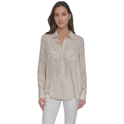 риза,с,дълъг,ръкав,дамски,ризи,мъжки,ризи,dkny,dw3500002,long,sleeve,shirt,beige,(creamy,leopard)