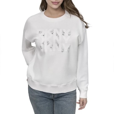 блуза,дамски,блузи,dkny,flocking,rhines,sweatshirt,white,(ivory,white)