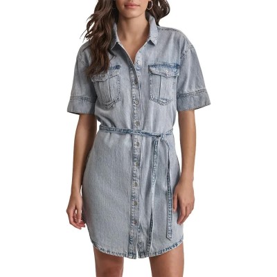 рокля,дамски,поли,и,рокли,dkny,self,belted,dress,blue,(light,denim)