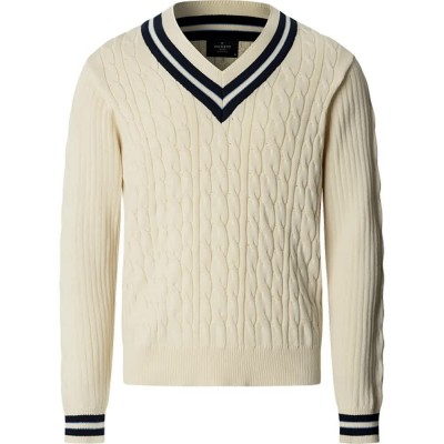 блуза,мъжки,пуловери,дамски,пуловери,hackett,cricket,v,neck,sweater,white,(off,white)