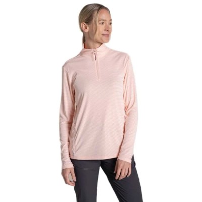 тениска,мъжки,тениски,дамски,тениски,craghoppers,nosilife,solar,shield+,half,zip,long,sleeve,t,shirt,beige,(sherbert)