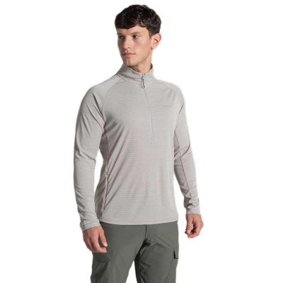 тениска,мъжки,тениски,дамски,тениски,craghoppers,nosilife,solarshield+,half,zip,long,sleeve,t,shirt,grey,(parchment)