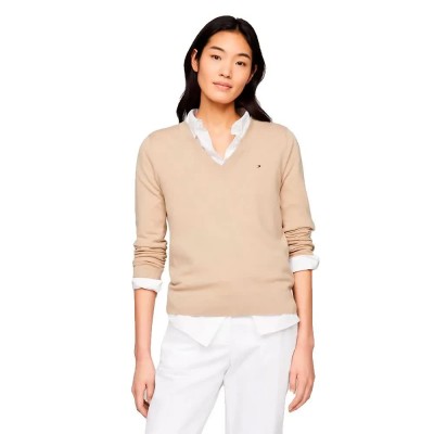 блуза,мъжки,пуловери,дамски,пуловери,tommy,hilfiger,stitch,v,nk,sweater,beige,(beige)
