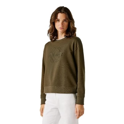блуза,дамски,блузи,pepe,jeans,maat,sweatshirt,green,(dark,khaki,green)