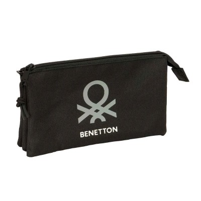 канцеларски,принадлежности,safta,benetton,basics,22x12x3,cm,triple,pencil,case,black,(black)