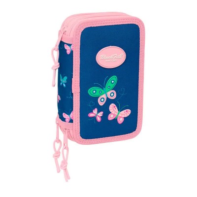 канцеларски,принадлежности,safta,blackfit8,mariposas,12.5x19.5x5.5,cm,triple,pencil,case,blue,(multicolor)