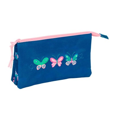 канцеларски,принадлежности,safta,blackfit8,mariposas,22x12x3,cm,triple,pencil,case,blue,(multicolor)