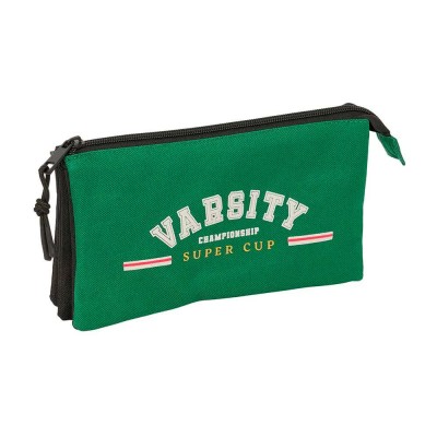 канцеларски,принадлежности,safta,blackfit8,varsity,22x12x3,cm,triple,pencil,case,green,(multicolor)