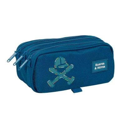 канцеларски,принадлежности,safta,harper,&,neyer,21.5x10x8,cm,triple,pencil,case,blue,(multicolor)