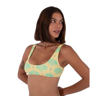 дамски,бански,костюми,hurley,crop,print,bikini,top,yellow,(macadamia)