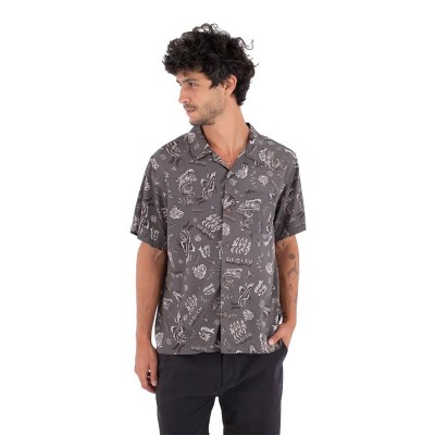 риза,с,къс,ръкав,дамски,ризи,мъжки,ризи,hurley,etam,short,sleeve,shirt,grey,(black)