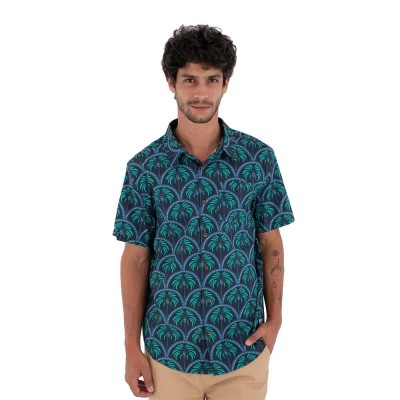 риза,с,къс,ръкав,дамски,ризи,мъжки,ризи,hurley,printing,press,palm,short,sleeve,shirt,blue,(black)