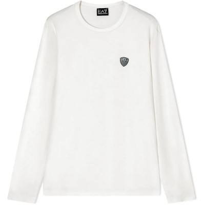 тениска,мъжки,тениски,дамски,тениски,ea7,emporio,armani,premium,shield,long,sleeve,t,shirt,white,(sugar,swizzle)