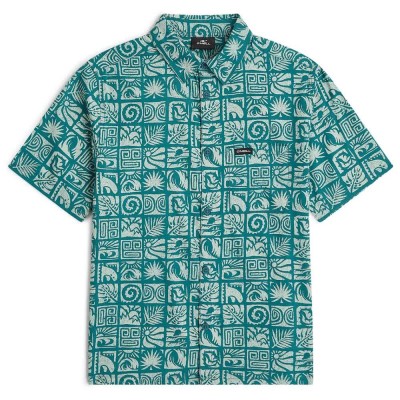 риза,с,къс,ръкав,дамски,ризи,мъжки,ризи,o´neill,print,short,sleeve,shirt,green,(blue,bricks)
