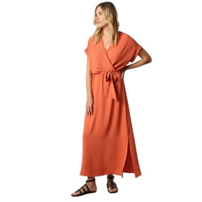 рокля,дамски,поли,и,рокли,deeluxe,teyssa,short,sleeve,long,dress,orange,(terracota)