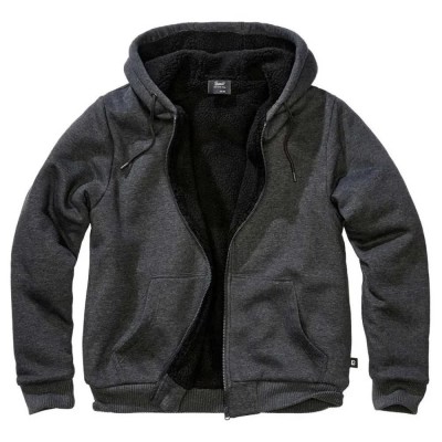 блуза,мъжки,пуловери,brandit,teddylining,full,zip,sweatshirt,black,(black,melange)