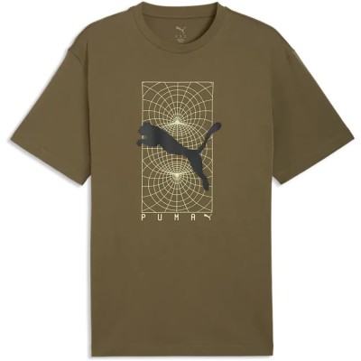 тениска,мъжки,тениски,дамски,тениски,puma,tech,graphic,short,sleeve,t,shirt,green,brown,(loden,green)