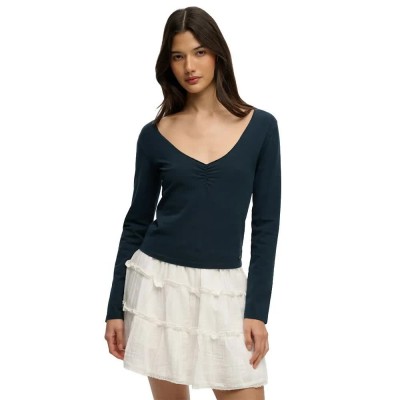 тениска,мъжки,тениски,дамски,тениски,superdry,athletics,essentials,gathered,long,sleeve,t,shirt,black,(eclipse,navy)