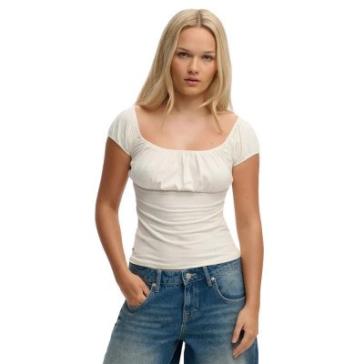 тениска,мъжки,тениски,дамски,тениски,superdry,athletics,essentials,ruched,short,sleeve,t,shirt,white,(off,white)
