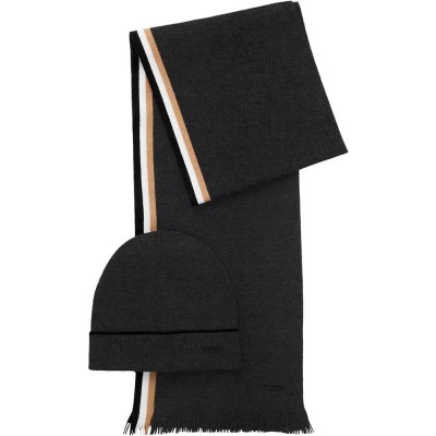 шал,ръкавици,шапки,и,шалове,boss,set,henzo,10274333,scarf,black,(medium,grey)