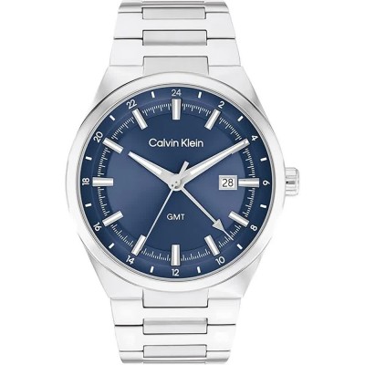 часовник,часовници,calvin,klein,distinguish,gmt,44mm,watch,silver,(silver,blue)