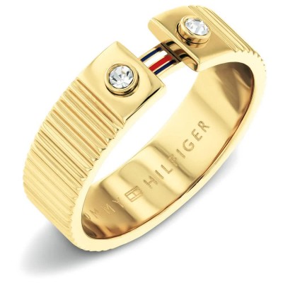 бижутерия,tommy,hilfiger,stripes,ring,golden,(gold,white,crystals)