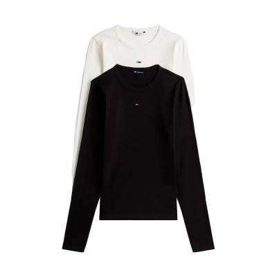 тениска,мъжки,тениски,дамски,тениски,tommy,jeans,essential,slim,fit,long,sleeve,t,shirt,2,units,black,(black,ecru)