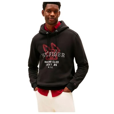 суичър,мъжки,пуловери,tommy,hilfiger,graphic,terry,drawstring,hoodie,black,(black)