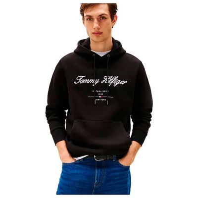 суичър,мъжки,пуловери,tommy,hilfiger,script,logo,hoodie,black,(black)