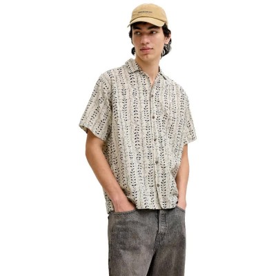 риза,с,къс,ръкав,дамски,ризи,мъжки,ризи,jack,&,jones,bluelyon,print,dobby,short,sleeve,shirt,beige,(moonstruck,realxfit)