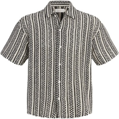 риза,с,къс,ръкав,дамски,ризи,мъжки,ризи,jack,&,jones,cotedazur,bellagio,crochet,short,sleeve,shirt,grey,(black)