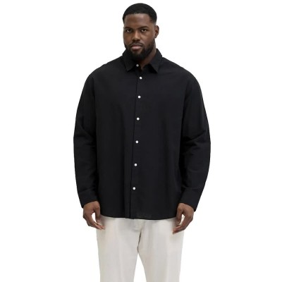 риза,с,дълъг,ръкав,дамски,ризи,мъжки,ризи,jack,&,jones,ebreeze,linen,blend,long,sleeve,shirt,black,(black)