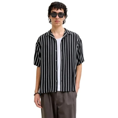 риза,с,къс,ръкав,дамски,ризи,мъжки,ризи,jack,&,jones,jeff,resort,stripe,short,sleeve,shirt,black,(black)