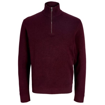 блуза,мъжки,пуловери,дамски,пуловери,jack,&,jones,milano,stitch,half,zip,sweater,red,(bitter,chocolate,melange)